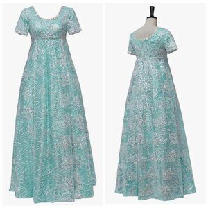 Kate Sharma Regencycore Dress Cosplay Gown Aqua Jane Austen Tea Party Size Small